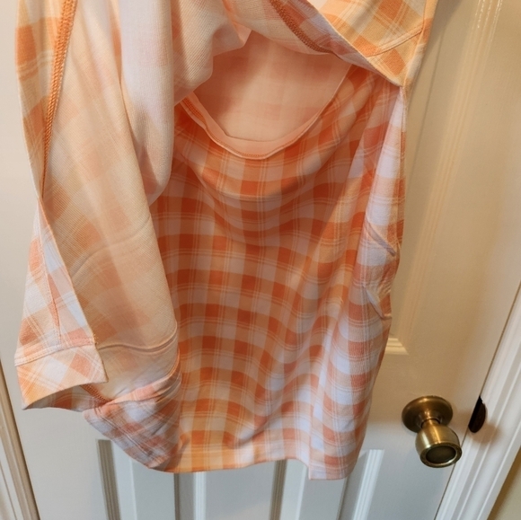 41 Hawthorn T-Shirt Dress Split Front Size Small Orange and White Check - Picture 6 of 13